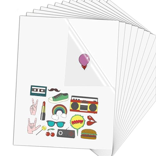 25 Blatt Sticker papier zum Bedrucken,A4 Inkjet-Vinyl-Aufkleber,Selbstklebend Folie Druckpapier, PREMIUM Vinyl Aufkleberfolie 100% klar Selbstklebend, für Laserdrucker & Tintenstrahldrucker