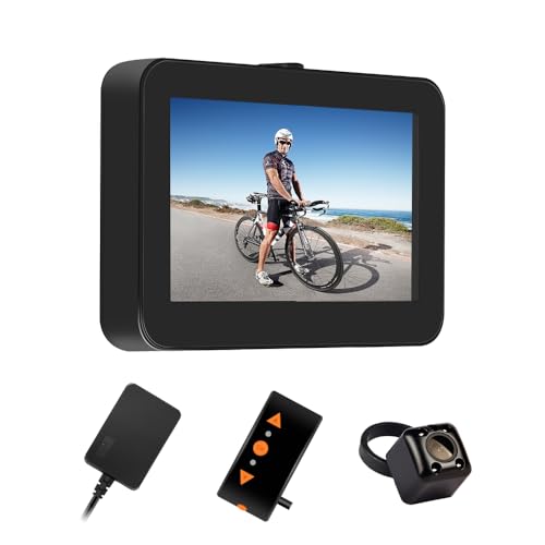 VSYSTO Fahrrad Dashcam mit 4,3 Zoll HD Nachtsichtfunktion Lenker Fahrradspiegel, GPS, Hilfsmodus,Kabelgebundene Fernbedienung, Wasserdicht, Kompatibel mit Fahrrad, Mountainbike, Rennrad