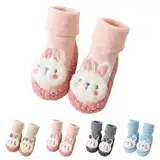 Stoppersocken Baby,Baby Hausschuhe,Wintersocken Kinder, Baby Socken Frottee Gefüttert,Baby Lauflernschuhe Stoppersocken (Rosa, Baby, 6 Monate, Alter (von/bis), EU Schuhgrößensystem, 12 Monate, M)