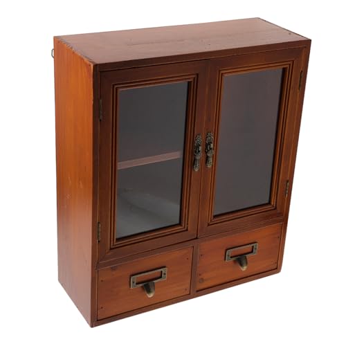 WHAMVOX Mini-vitrine Vintage-wandschrank Wand-speiseschrank Mini-aufsatzschrank Aufbewahrungsschrank Auf Der Arbeitsplatte Über Dem Erste-Hilfe-Schrank Wandmöbel Holz Wandbehang Doppeltür