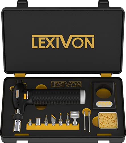 LEXIVON Butanbrenner, Premium Lötkolben Kit, Lötstation, Gasbrenner mit einstellbarer Flamme, Profi Level Lötbrenner 125 Watt Äquivalent, Gasanzünder Lötlampe für Creme Brulee, Backen (LX-771)