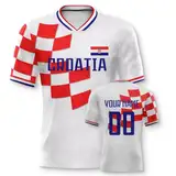 Kroatien Personalisiertes Fussball Trikot 3D Druck football Shirt mit Ihrem Namen und Nummer Hip Hop Football Jersey für Herren Damen Kinder