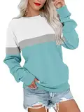 Cindeyar Sweatshirt Damen Pullover Elegant Langarmshirt Rundhals Farbblock Pulli Longsleeve Oberteile Winter Shirt Langarm Tops Sweatshirts Ohne Kapuze