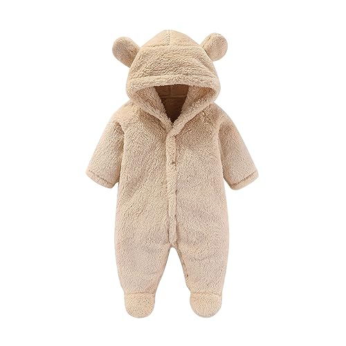 Neugeborenes Unisex Baby Winter Overall - Baby Fleece-Overall Bär Strampler Outfit Anzug Mit Bärenohr Kapuzen Warmer Niedlicher Bärohren Strampler Babyoverall Winter Kleinkind Mädchen Jungen