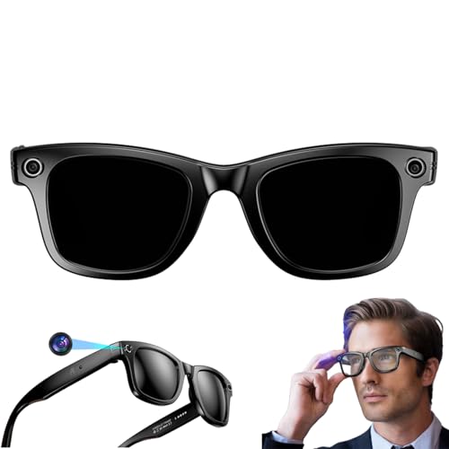 AI Smart Glasses with HD Camera,Al Photo Recognition, Photography, Video, Recording, Bluetooth Calls, Playing Music, IP65 Waterproof, 260MA Large Battery, for Travel, Music, Calls,B