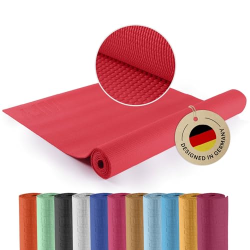 DoYourYoga Fitnessmatte Yogamatte »Kirana« aus ECO-PVC - 183 x 61 x 0,4 cm - rutschfest & robust - Gymnastikmatte Yoga Matte Trainingsmatte Pilates Workout - Himbeerrot