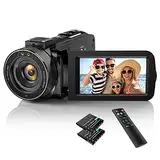 IXNAIQY Videokamera Camcorder, 1080P 30FPS, 36MP, Vlogging Kamera, für YouTube, Nachtsicht, 3,0'' IPS-Bildschirm, 16X Digital Zoom, mit Fernbedienung, 2 Batterien