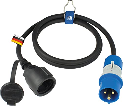 as - Schwabe Camping CEE-Adapterleitung 1,5m - CEE-Stecker 3-polig mit powerlight Spannungsanzeige + Schutzkontaktsteckdose - für Camping und Outdoor-Einsatz - spritzwassergeschützt IP44, 61408