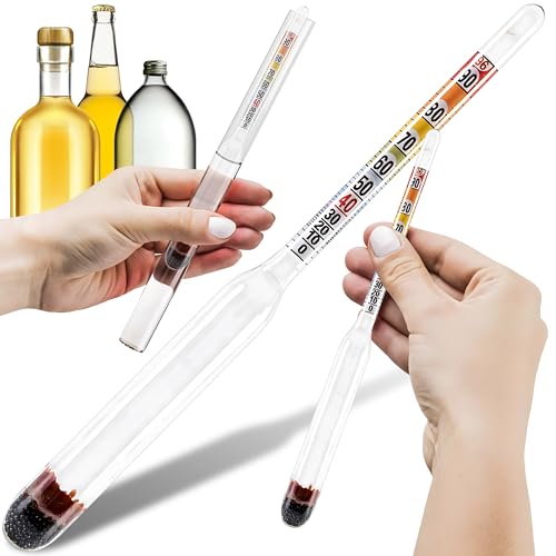 Retoo Alkoholmeter Alkoholmessgerät für Wein Bier Hydrometer Alkoholspin-del Geeignet für alle Spirituosen oder Destillate 0-96% Maßnahme Instrument Alkoholgehalt Höhe 15 cm Durchmesser 1,5 cm