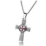 Zysta Herren Damen Edelstahl Tempelritter Schmuck - Keltisches Kreuz Anhänger Kette Keltischer Knoten Halskette Malta Kreuz Kette Amulett MIT 24" Kette Punk Biker für Geschenk (Tempelritter)