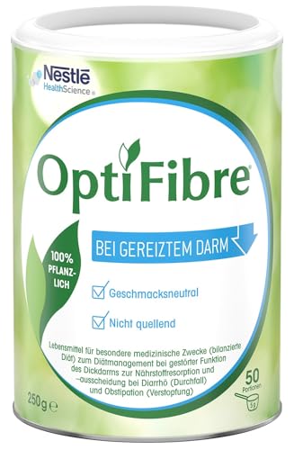 OptiFibre 250g Dose löslicher Ballaststoff bei gereiztem Darm kann die Darmflora wiederherstellen und die Nährstoffaufnahme normalisieren100% pflanzlich geschmacksneutral, gut löslich ohne zu quellen