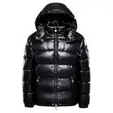 JUSHZ Daunenjacken für Herren, lässige Oberbekleidung, Streetwear, Kapuzenjacke, Cardigan mit Kapuze, Winter, glänzend, Damen, Paar, Outfit, verdickt, Schwarz , M