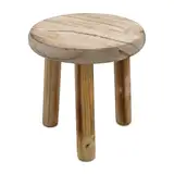 Spetebo Holz Blumenhocker geflammt mit 3 Beinen - 20 cm - Massivholz Deko Hocker rund klein im Used Look - Landhaus Pflanzenhocker Blumenständer Pflanzenständer Podest für Zimmerpflanzen