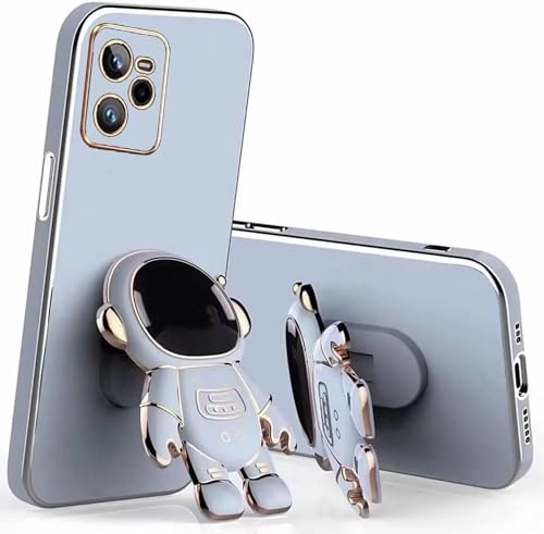 Miagon Kreativ Astronaut Ständer Hülle für Realme C35,Cute Mädchen Dünn Galvanisierte Schutzhülle Weiches Case Bumper mit Astronaut Halter Kickständer