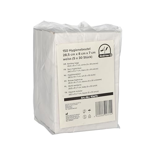 Medi-Inn Hygienebeutel | für eine einfache Entsorgung von Damenbinden, Slipeinlagen und Tampons | 5 Packungen à 30 Stück = 150 Stück