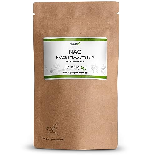 Sanuvit® - NAC Pulver | 150g pro Beutel | 6 Monatsvorrat | N-Acetyl-L-Cystein | Hohe Bioverfügbarkeit und Verträglichkeit | Vegan | Hergestellt in Österreich