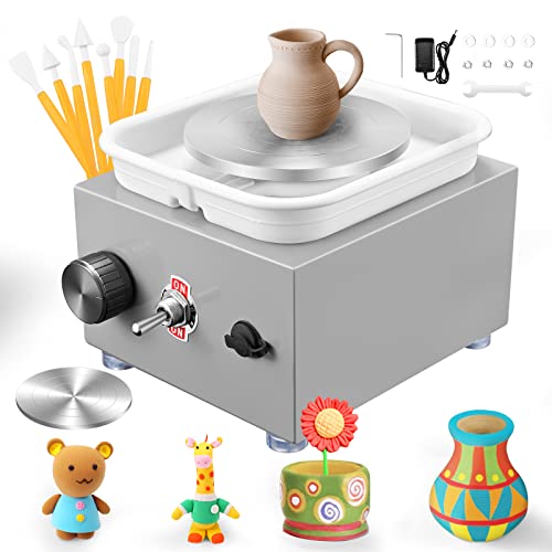 Mini Töpferscheibe, 2000RPM Elektrische Töpferscheibe Keramik mit Abnehmbarem ABS-Becken und 6,5/10 cm Drehteller Keramik Maschine für Keramikarbeiten Keramik Clay Art Craft Geschenk Heimwerken