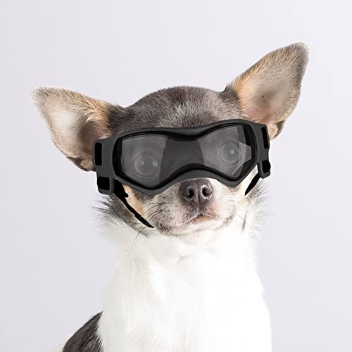 Enjoying Kleine Hundebrille, UV-Schutz, Winddicht, Beschlagfrei, für Haustieraugen, Weicher Rahmen, Schwarz