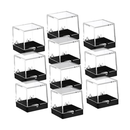 BEBEMOKO 10 Stück Kuchen Kunststoff Probenhalter Probenbehälter Mineralvitrine Probenbox Probenbehälter Mineral Probenbehälter Display Container Schwarz