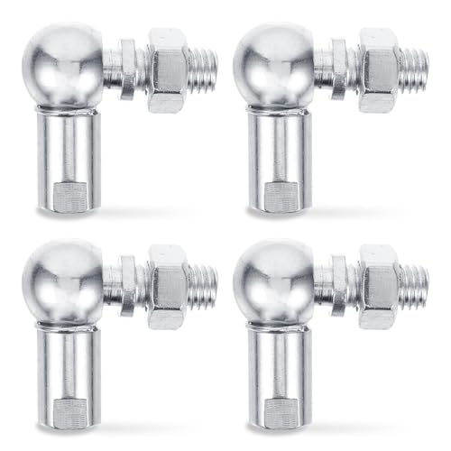 Udbrud 4 Stück L Form Kugelgelenk mit Bolzen, M8 x 1.25mm Kugel Gelenkstange Winkelgelenk, Stangenendlager Gewindestangenendlager Selbstschmierend Kohlenstoffstahl Kugelbuchse Endfitting