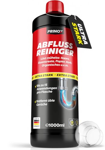 PRINOX® Abflussreiniger 1000ml EXTRA STARK - Profi Rohrreiniger löst Haare, Essensreste & schwerste Verstopfungen - Rohrfrei gegen hartnäckige Verstopfungen & üble Gerüche - Biologisch abbaubar