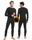 Homord Thermounterwäsche Herren, Atmungsaktiv Funktionsunterwäsche Skiunterwäsche Set Männer mit Innenfleece - Winter Lange Thermo Ski Unterwäsche Set für Joggen,Radfahren,Fußball,Skifahren,Motorrad