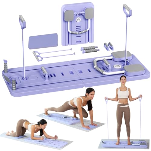 ExeractFit Pilates Board 2025 Upgraded Faltbarer Pilate Reformer Maschine Set für Zuhause Multifunktional Bauchtrainer Automatischer Rückprall Home Workout Equipment(Lila)