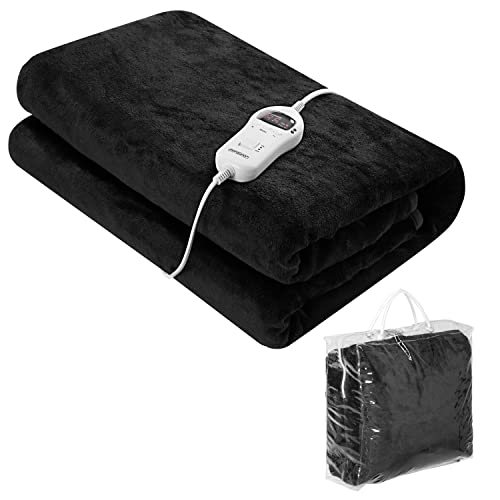 Monzana® Heizdecke 180x130cm 10 Heizstufen Timer Abschaltautomatik Wärmeunterbett Wärmedecke Kuscheldecke Bett Anthrazit
