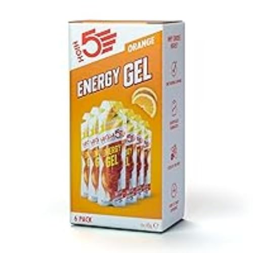 HIGH5 Energy Gel, Energie-Gel im schnell zu öffnenden Portionsbeutel, mit natürlichem Fruchtsaft | Orange | Multipack 6 x 40g