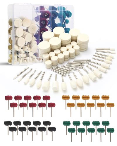 140 PCS Multifunktionale Wolle Filz Polieren Bits für Dremel, mit Dremel Schleifaufsätzen, Polierscheibe aus Wollfilz, Polieraufsatz Akkuschrauber, für Metall, Fahrrad, Radnabe, inkl. Aufbewahrungsbox