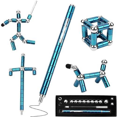 LCMAOKE Kugelschreiber, Fidget Pen, Lustige Multifunktions Stift, Stressabbau Geschenk Gadgets Toys für Junge Männer Frauen Teenager (Blau)