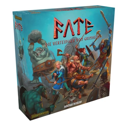 Fate: Verteidiger von Grimheim, ELZNIR GAMES,kooperatives Fantasy-Brettspiel, Tower-Defense Strategie, für 1-4 Spieler, ab 14 Jahren, episches Abenteuer, Helden & Magie, taktisches Spiel, FryxGames