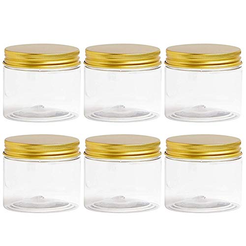 Hopbucan 6-Teiliges Plastikglas mit Deckel, Transparentes Glas mit Deckel, Plastik-Einmachglas, Kosmetik-AufbewahrungsbehäLter, Schleim-Aufbewahrungsglas