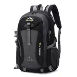 UieaMsio Wanderrucksack Herren Damen, 40L Große Kapazität Travel Rucksack, Trekkingrucksack Multifunktionale Reiserucksack für Outdoor Sport Bergsteigen Radfahren Reisen (Schwarz)