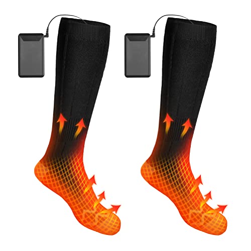 Beheizte Socken Beheizbare Socken Damen Herren,4000 mAh Elektrische Warme Socken Wiederaufladbare Batterie Heizsocken Elektrisch Fusswärmer