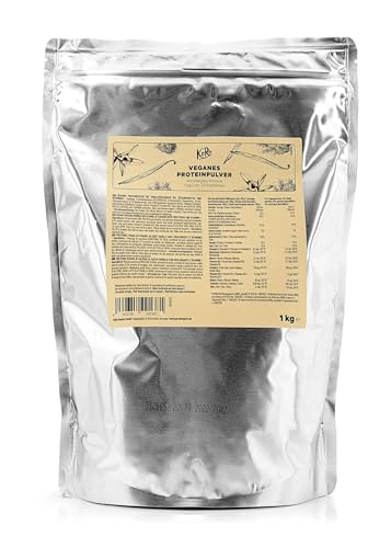 KoRo - Veganes Proteinpulver Vanille 1 kg - Aus Reis-, Erbsen- und Sojaprotein - Cremig-süß im Geschmack - Hoher Proteingehalt