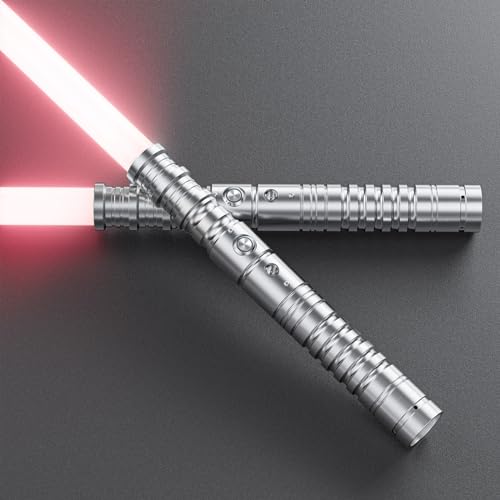 Lichtschwert 2er, Laserschwert für Kinder und Erwachsene 2-in-1 RGB 15 Farbe USB wiederaufladbares schwarzes Metallgriff Schwert, passend für Halloween Weihnachten Cosplay