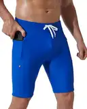 Arcweg Herren Jammers Lang Badehose Kompression Schwimmen Badeanzug Jammer für Herren & Jungen knielangen Badehose zum Schwimmen Racing Trainings Blau XL(EU)