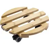 Metafranc Pflanzenroller Ø 300 mm - 60 kg Tragkraft - Bambus-Platte - Natürlicher Holz-Look - TPE-Rollen mit 4 Feststellern / Indoorroller / Blumenroller / Transporthilfe für Pflanzen / 825330