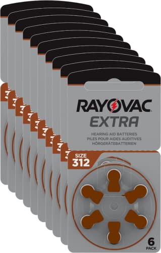 Rayovac Extra 312 batterijen voor de hoorapparaten PR41, 312AE, A312, DA312, P312 en PR312H, 60 stuks