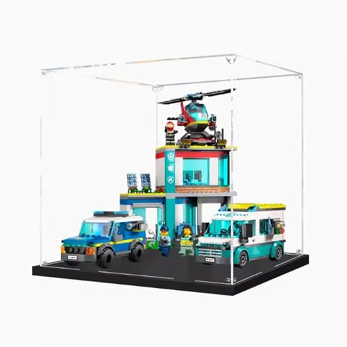 Transparente Acryl-Displaybox für LEGO 60371 Notfallzentrum, Modellsammlung, staubdichte Displaybox (nur Displaybox) (3 mm)