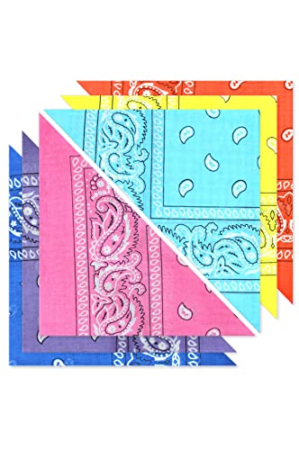 KEVOLLA Bandana Herren und Damen - 100% Baumwolle Bandanas als Nickituch, Bandana Kopftuch, Bandana Tuch (6er Set 3)