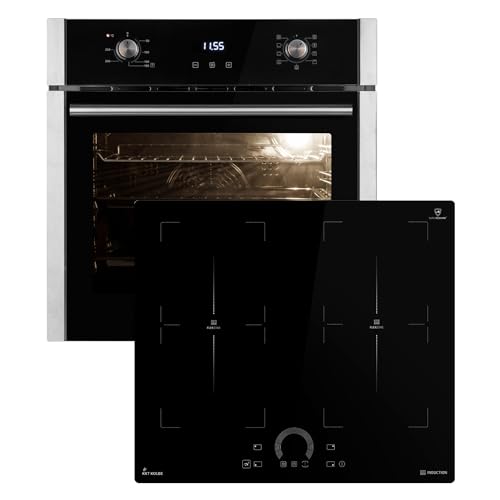 Autarkes Herdset | 60cm Einbaubackofen EB8005ED | 60cm Induktionskochfeld IH85904FZ | Pizzafunktion | Grill | Umluft | Heißluft | Automatik-Timer | 2-fach Wärmeschutzverglasung | SET8005IH594FZ