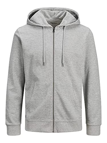 JACK & JONES Herren Basic Reißverschluss Baumwoll Hoodie - Light Grau - L