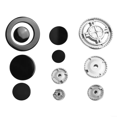 Volakebeing Gasherd-Zubehör, Herdkappen-Set, Herdabdeckung, Ofen, Gasherd, Brenner, Krone, Flammenkappe, Kochen, Metall, Gasherd-Abdeckungs-Set, Metall-Herdabdeckungs-Set für Sabaf-Gasherd (flach)