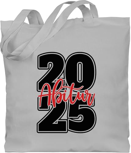 Baumwolltasche - Abi & Abschluss - Abitur 2025 Schriftzug - schwarz/rot - Unisize - Hellgrau - geschenk zum abiturgeschenke abigeschenk 2022 stoffbeutel geschenke jutebeutel schulabschluss 2023