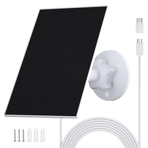 Solarpanel für Überwachungskamera,2.5W Monokristalline Solarmodule für DC 5V Akku Kamera Outdoor,Türklingel und Außenbeleuchtung mit USB und USB-C Anschluss,IP65 3m Kabel,360° Einstellbare Halterung