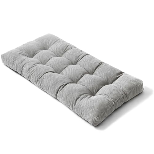 bananair - Futon für 1 Person, Bequem & Dick, Schaumfüllung - Weicher & Eleganter Breitcord Stoff - Inklusive Gurt, Praktische Klappbare Bodenmatratze (90x190 cm, Hellgrau)