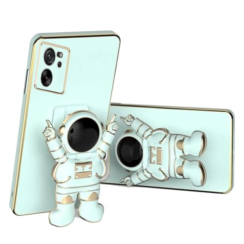 Nadoli für Xiaomi 13T Pro Hand Astronaut Versteckt Ständer Hülle,Karikatur Ultra Dünn Überzug Galvanisierte Astronaut Ständer Weiche Silikon Kratzfest Handyhülle Schutzhülle