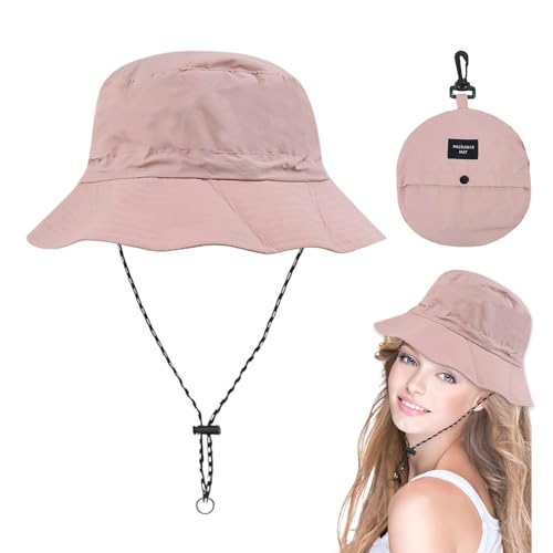 CHAOTEMAI Women's Sun Hat Kopfumfang 21-24in Klappbarer Sonnenhut Damen Sommer Safari Hut Herren mit UV Schutz Summer Hat wasserdicht schnelltrocknend Outdoor Reise Strand Urlaub Camping Angeln（Rosa）